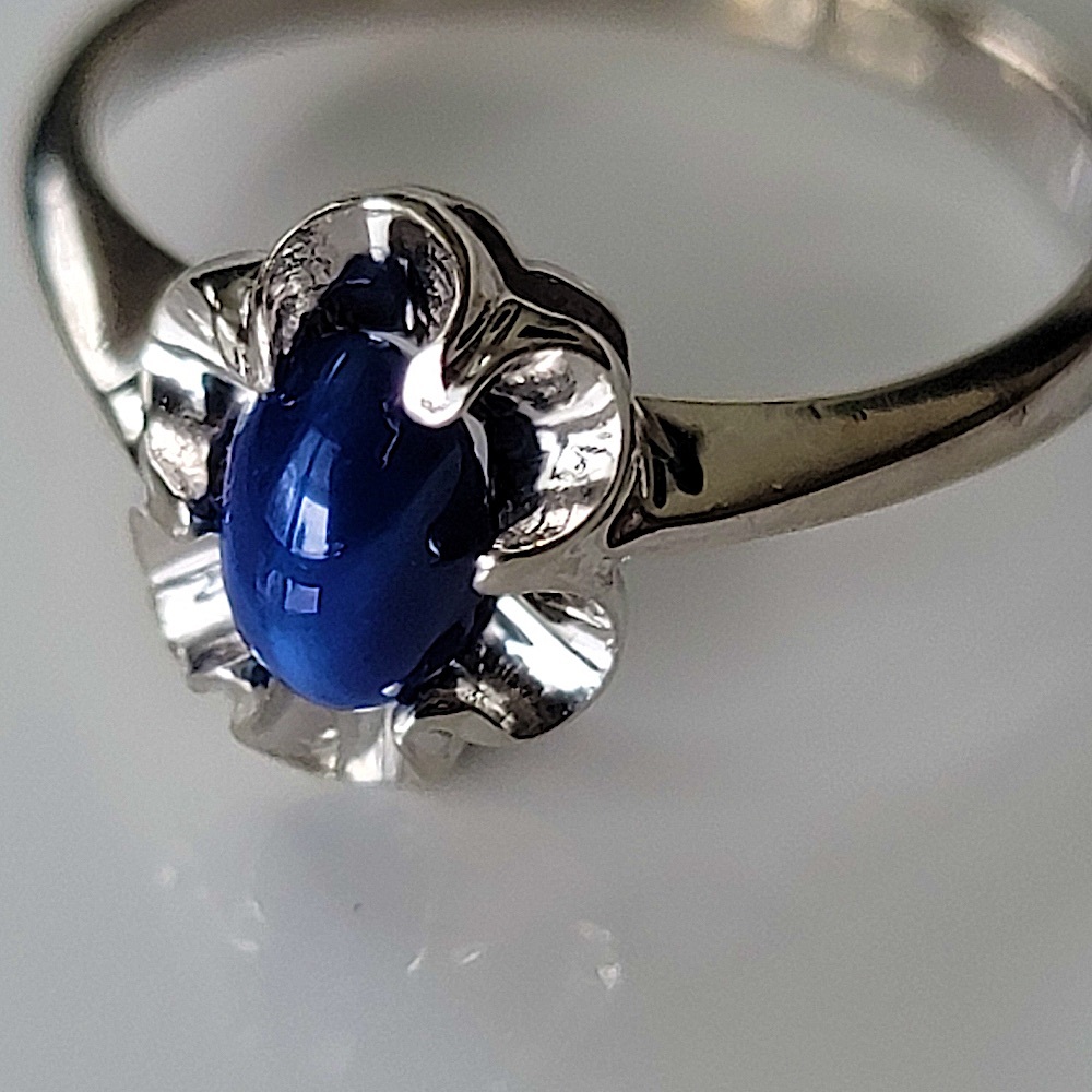Vintage 10K Solid White Gold Genuine Lindy Star Blue Sapphire Ring Size 5.5 - Picture 4 of 14